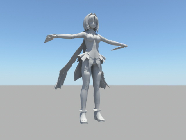 Anime Warrior Girl 3d rendering