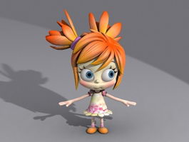 Cute Little Cartoon Girl 3d preview