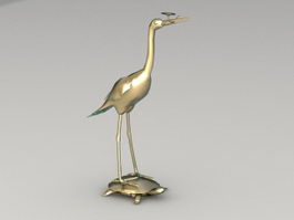 Brass Crane Statue 3d model preview