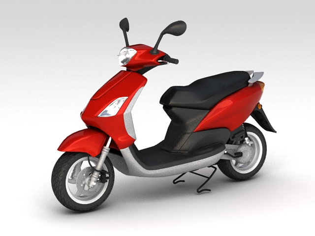 Red Moped 3d rendering