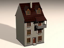 Small Colonial House 3d model preview