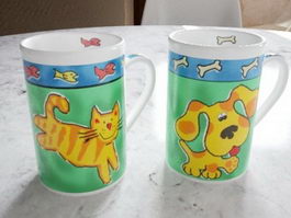 Cat and Dog Mugs 3d model preview