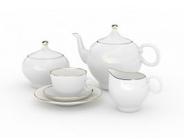 White Porcelain Tea Set 3d model preview