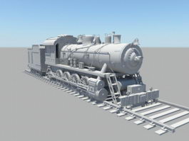 Historic Steam Locomotive 3d model preview