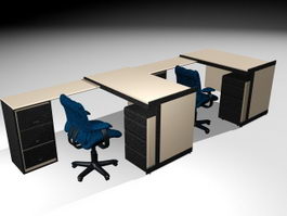 Office Desk Workstation 3d model preview