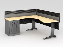 L-shaped Office Workstation 3d model preview