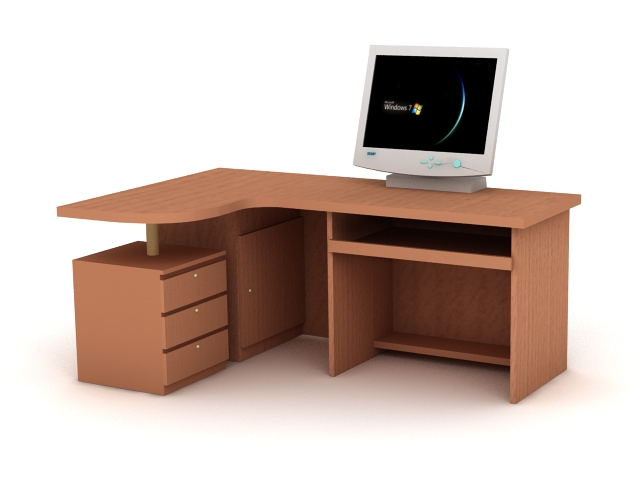 Office Desk with Computer 3d rendering