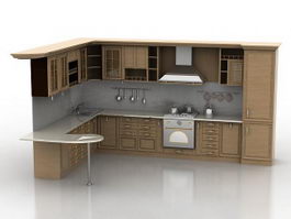 L-shaped Kitchen 3d preview