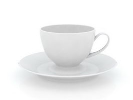 White Cup and Saucer 3d model preview