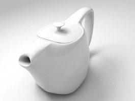 White Ceramic Teapot 3d model preview