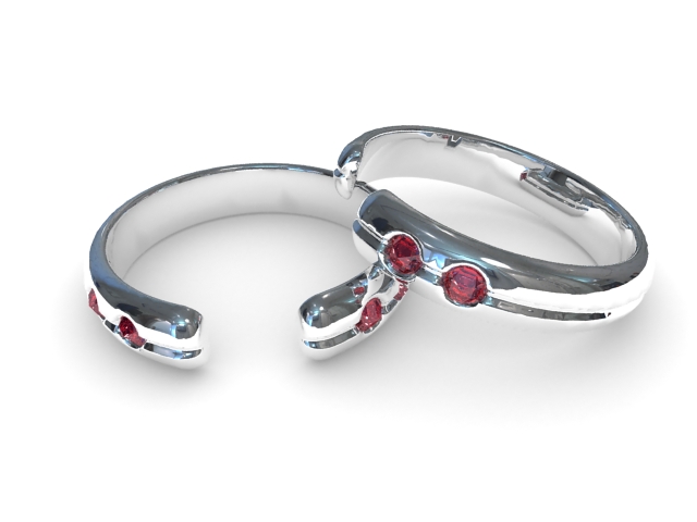 Silver Ruby Bracelet 3d rendering