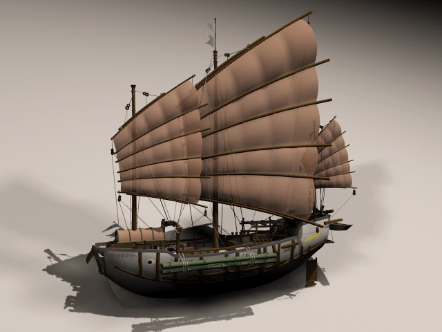 Ancient Chinese Junk 3d rendering
