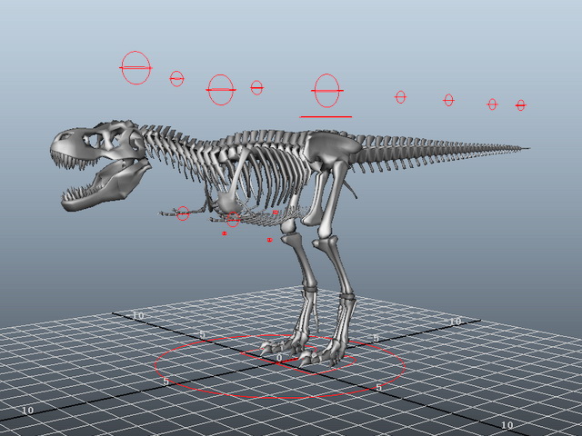 T-Rex Skeleton Rigged 3d rendering
