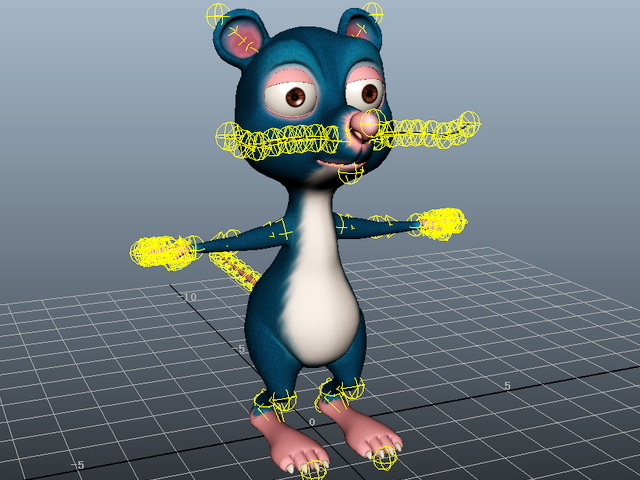 Cute Cartoon Mouse Rig 3d rendering