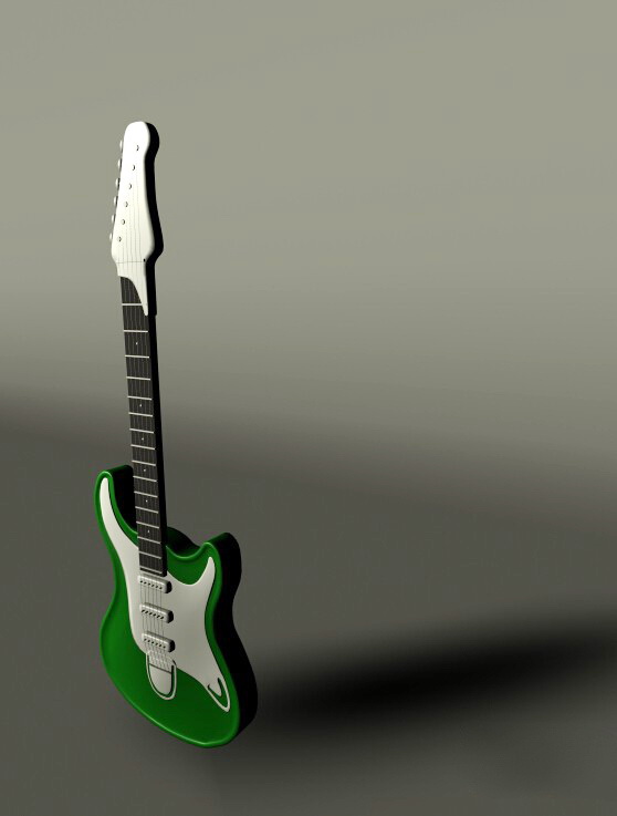 Green Guitar 3d rendering