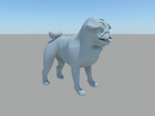 Cute Pug 3d rendering