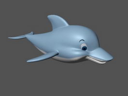 Cute Blue Dolphin 3d model preview