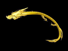Chinese Golden Dragon Animation 3d model preview