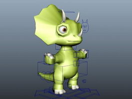 Cute Triceratops Cartoon Rig 3d model preview