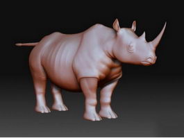 Rhinoceros Statue 3d model preview