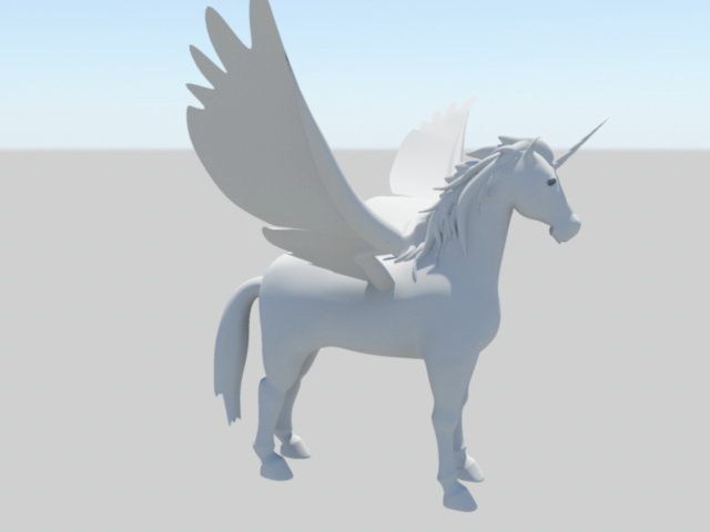 Winged Unicorn 3d rendering