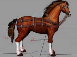 Brown Horse Rig 3d model preview