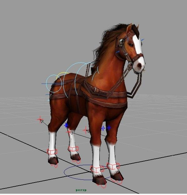 Brown Horse Rig 3d rendering
