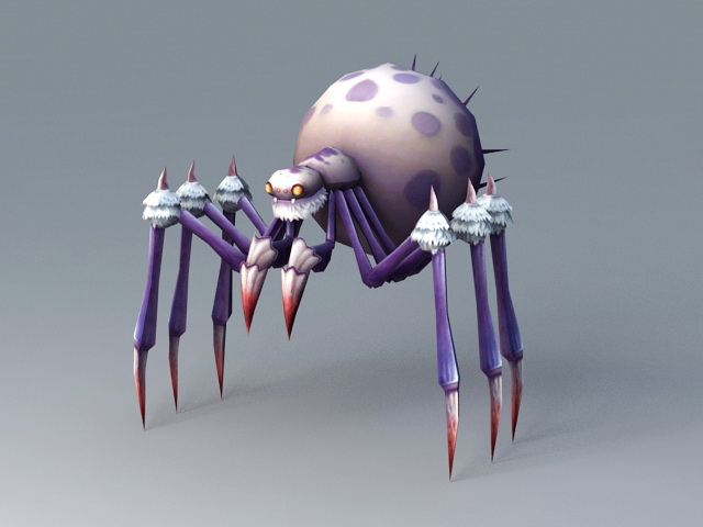 Cartoon Spider Monster Rig 3d model preview. 