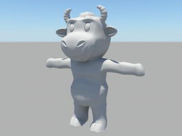 Anthropomorphic Cow Character 3d model preview