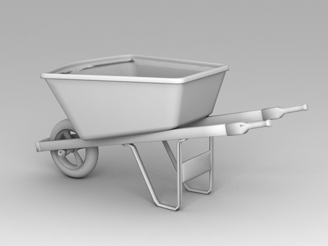 Traditional Wheelbarrow 3d rendering