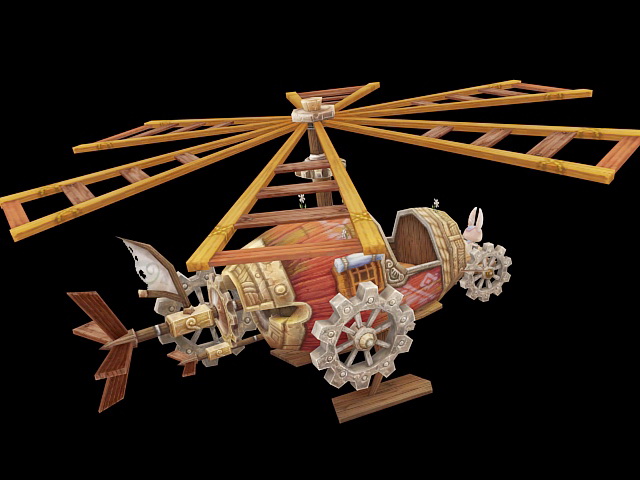 Steampunk Helicopter 3d rendering