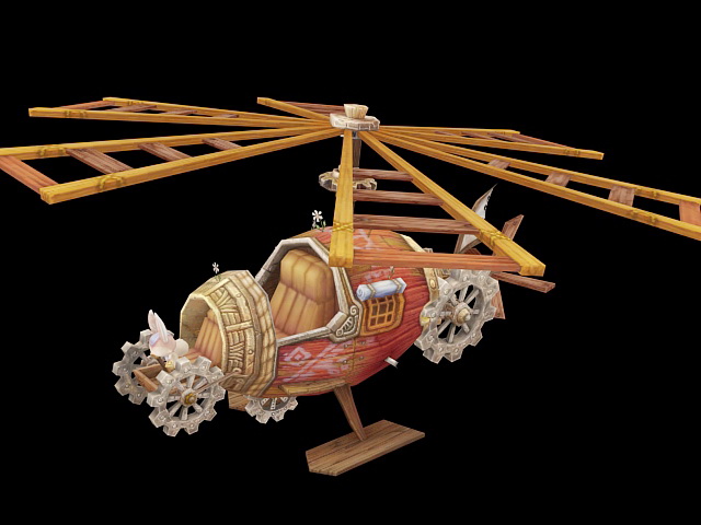 Steampunk Helicopter 3d rendering