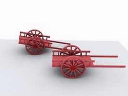 Wooden Bullock Cart 3d preview