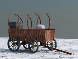 Old Wooden Cart Barrel 3d model preview