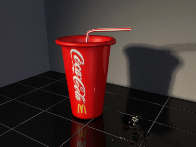 Coca Cola Cup and Straw 3d rendering