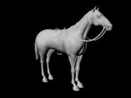 Horse Wearing Saddle 3d model preview