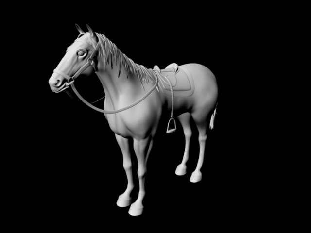 Horse Wearing Saddle 3d rendering