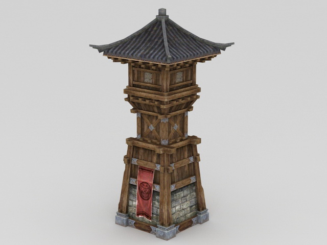 Japanese Watchtower 3d rendering