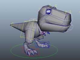 Cute Cartoon Dinosaur Rig 3d model preview