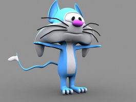 Fat Blue Cat Cartoon 3d model preview