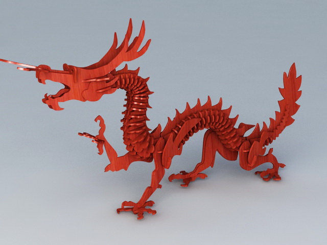 Chinese Wood Dragon 3d rendering