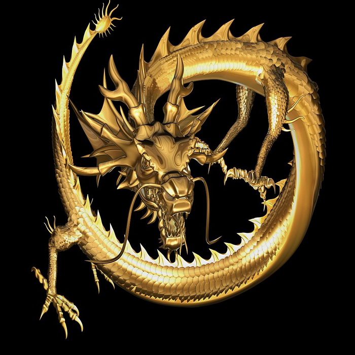 Golden Chinese Dragon 3d model Maya files free download