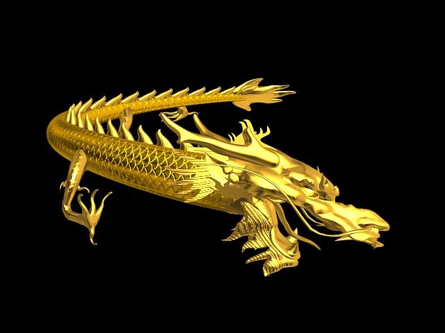 Golden Dragon Animation 3d rendering