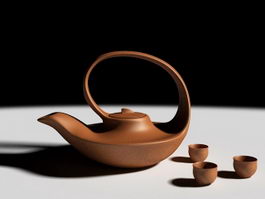 Clay Tea Set 3d model preview