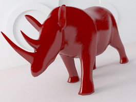 Red Rhino Statue 3d model preview