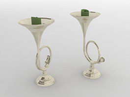 Brass Trumpet Candle Holders 3d model preview
