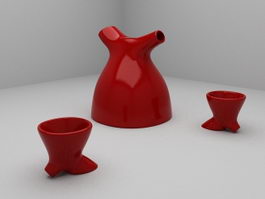 Modern Art Tea Set 3d model preview