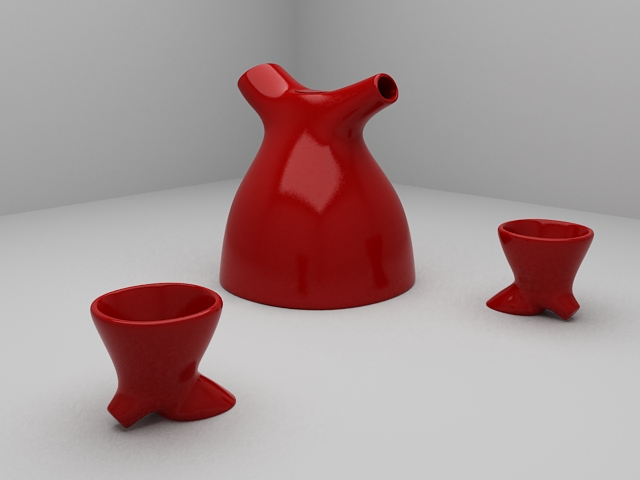Modern Art Tea Set 3d rendering