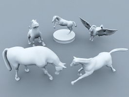 Horse Statue Collection 3d model preview