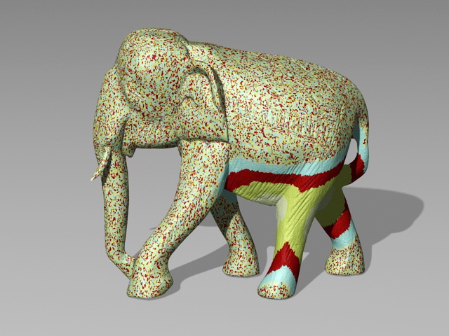 Colored Elephant Statue 3d rendering